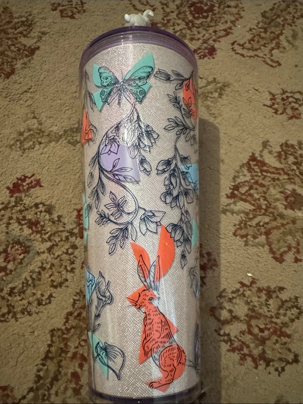 Starbucks Iridescent Lavender Butterfly Floral Tumbler Easter 2024
